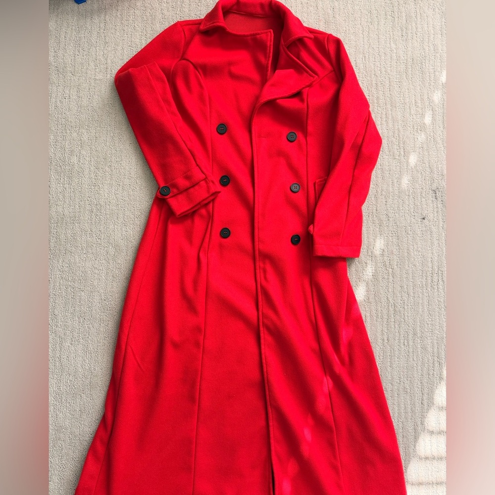 SHEIN Red Trench Coat